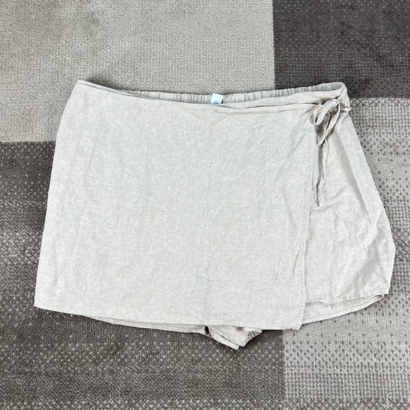 Old Navy Pants - Old Navy Womens 2X Linen Blend Wrap Skort Beige Neutral Coastal Summer Casual